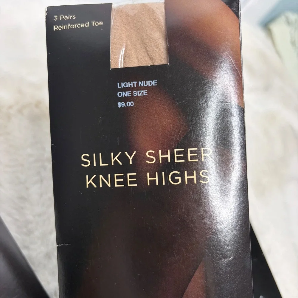 Talbots‎ Knee Highs Bundle 8 Pairs Black Light Nude Silky Sheer One Size NEW